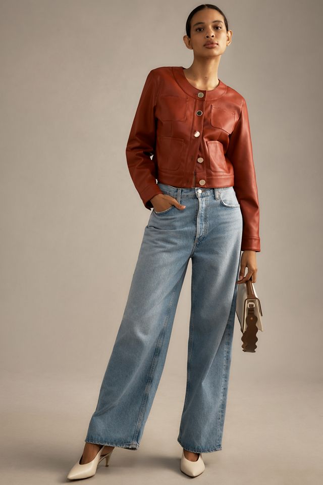 The Cora Patch Pocket Jacket by Maeve: Faux-Leather Edition  #2