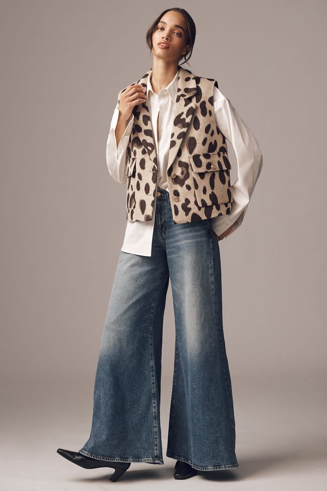 Maeve Enlarged-Leopard-Print Vest Jacket  #2