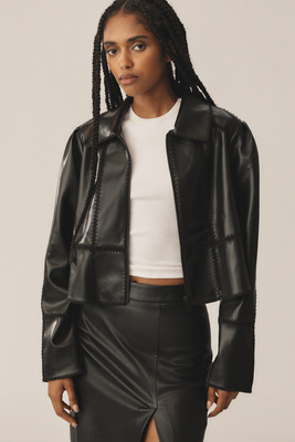 Veste Swing en Simili Cuir Surpiqué Par Anthropologie par en Black taille: XL - By Anthropologie - Modalova