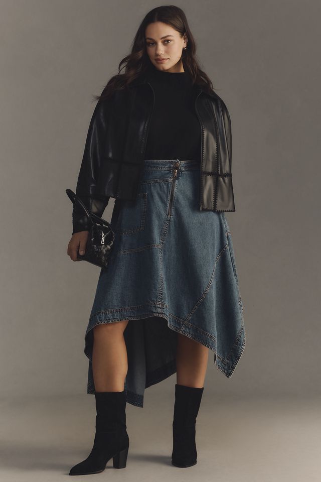 By Anthropologie Whipstitch Faux-Leather Swing Jacket #7