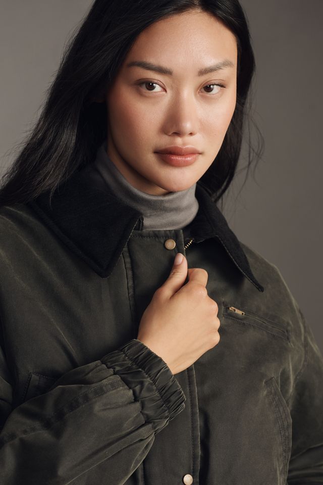 Pilcro Waxed Cropped Barn Bomber Jacket #2