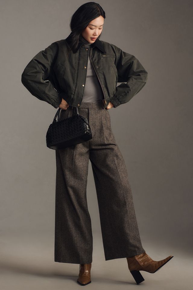 Pilcro Waxed Cropped Barn Bomber Jacket #3