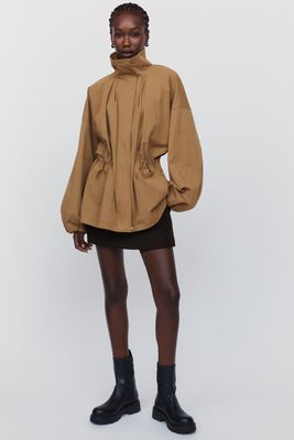 By Anthropologie Funnel Neck Cinched Jacket