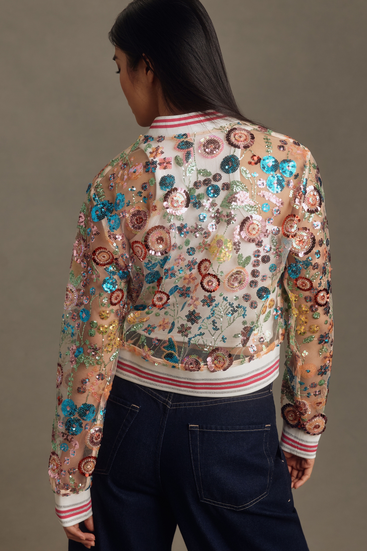 House of Perna Lindsay Sequin Bomber Jacket