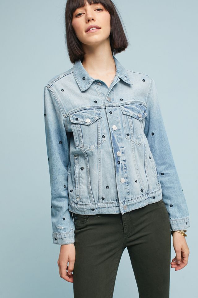 AMO Pop Floral Embroidered Denim Jacket