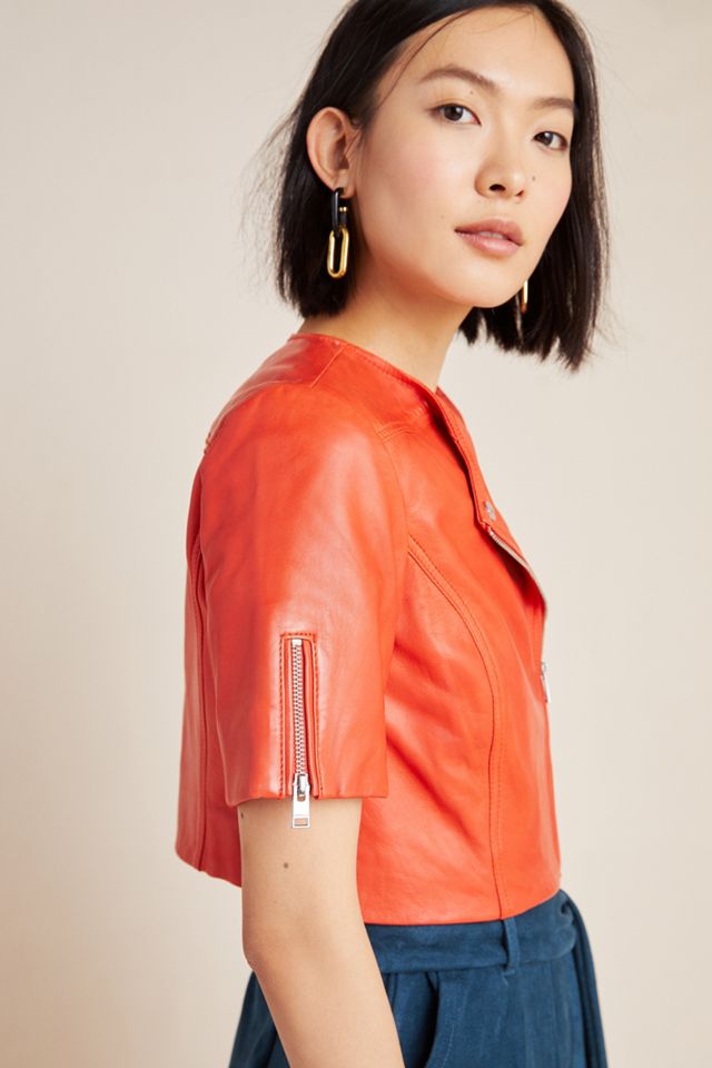 Lamarque Kirsi Cropped Leather Moto Jacket #2