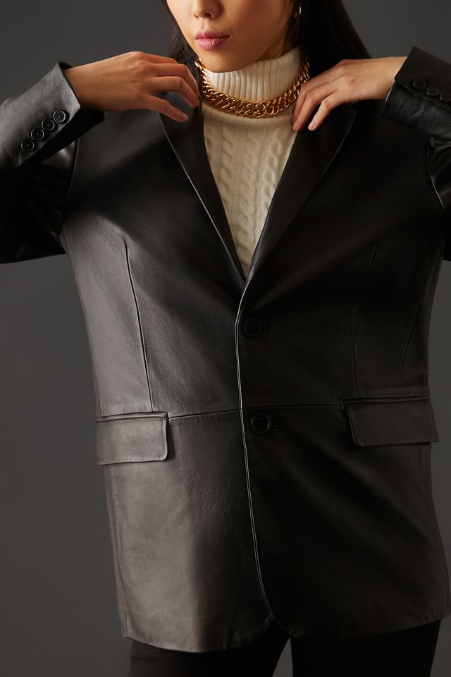 Lamarque Felina Oversized Leather Blazer #2