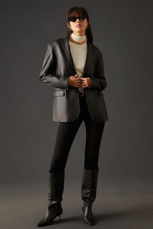 Lamarque Felina Oversized Leather Blazer #3