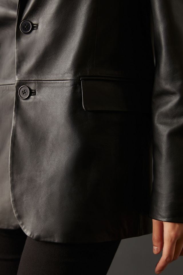 Lamarque Felina Oversized Leather Blazer #4