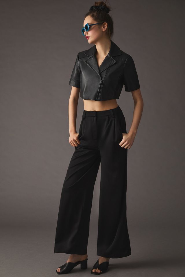 Lamarque Naeva Cropped Short-Sleeve Moto Jacket #3