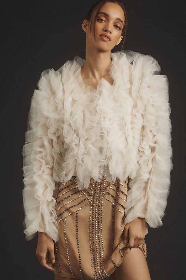 Lamarque Britney Ruffle Tulle Jacket | Anthropologie
