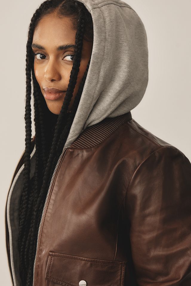 Lamarque Candace Leather Bomber Jacket #2