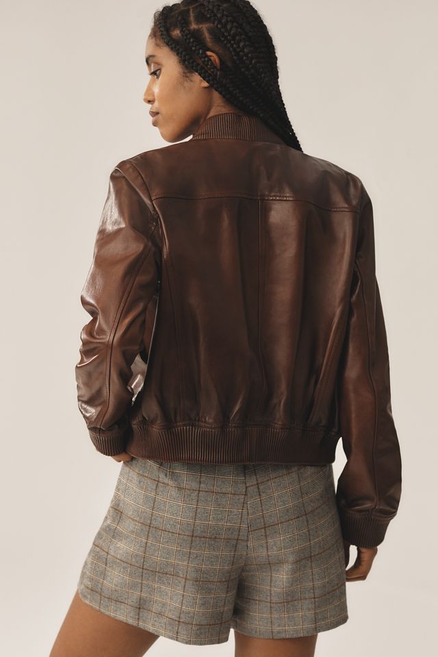 Lamarque Candace Leather Bomber Jacket #4