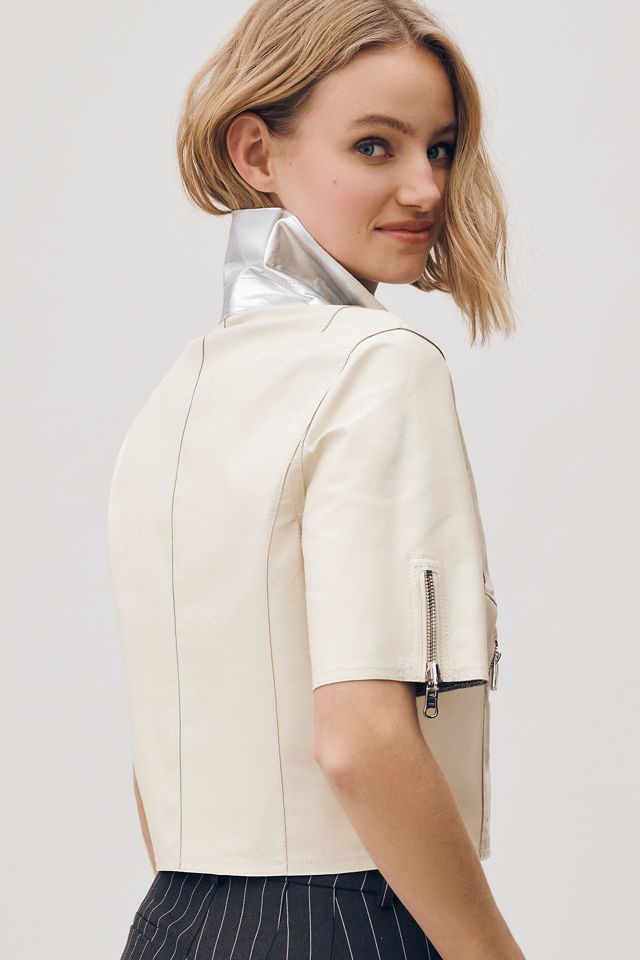Lamarque Sevana Short-Sleeve Leather Jacket | Anthropologie