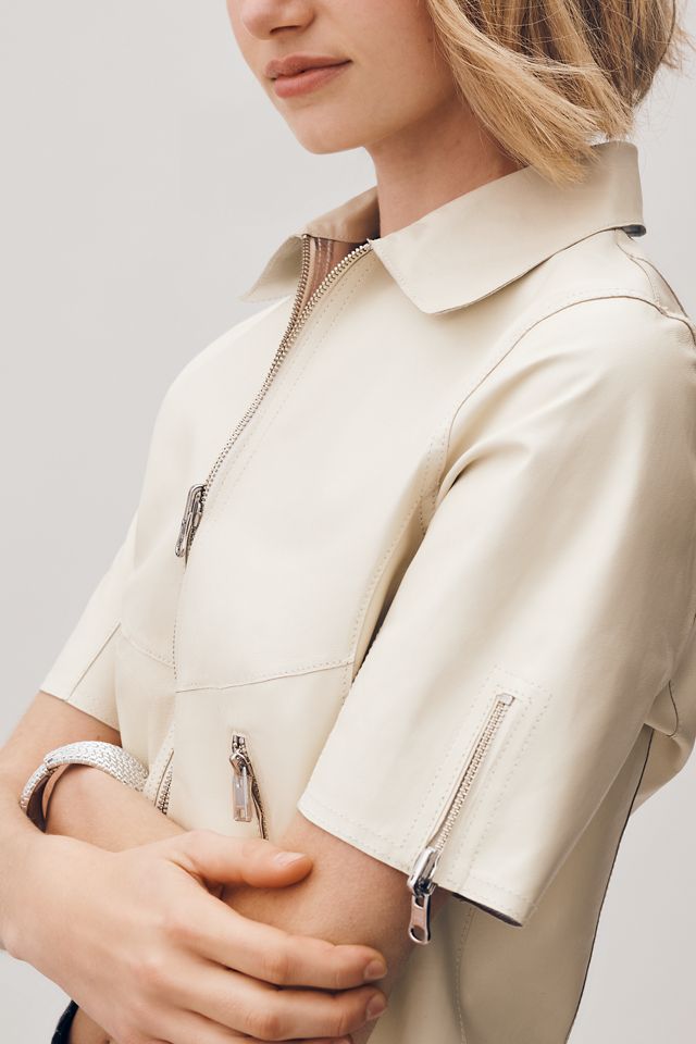 Lamarque Sevana Short-Sleeve Leather Jacket | Anthropologie