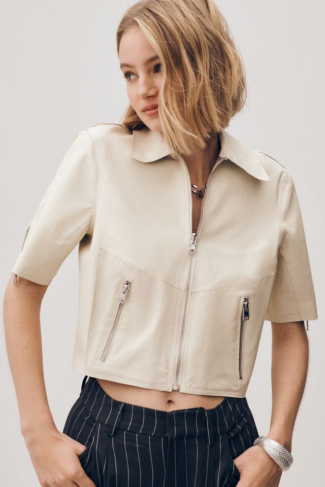 Lamarque Sevana Short-Sleeve Leather Jacket | Anthropologie