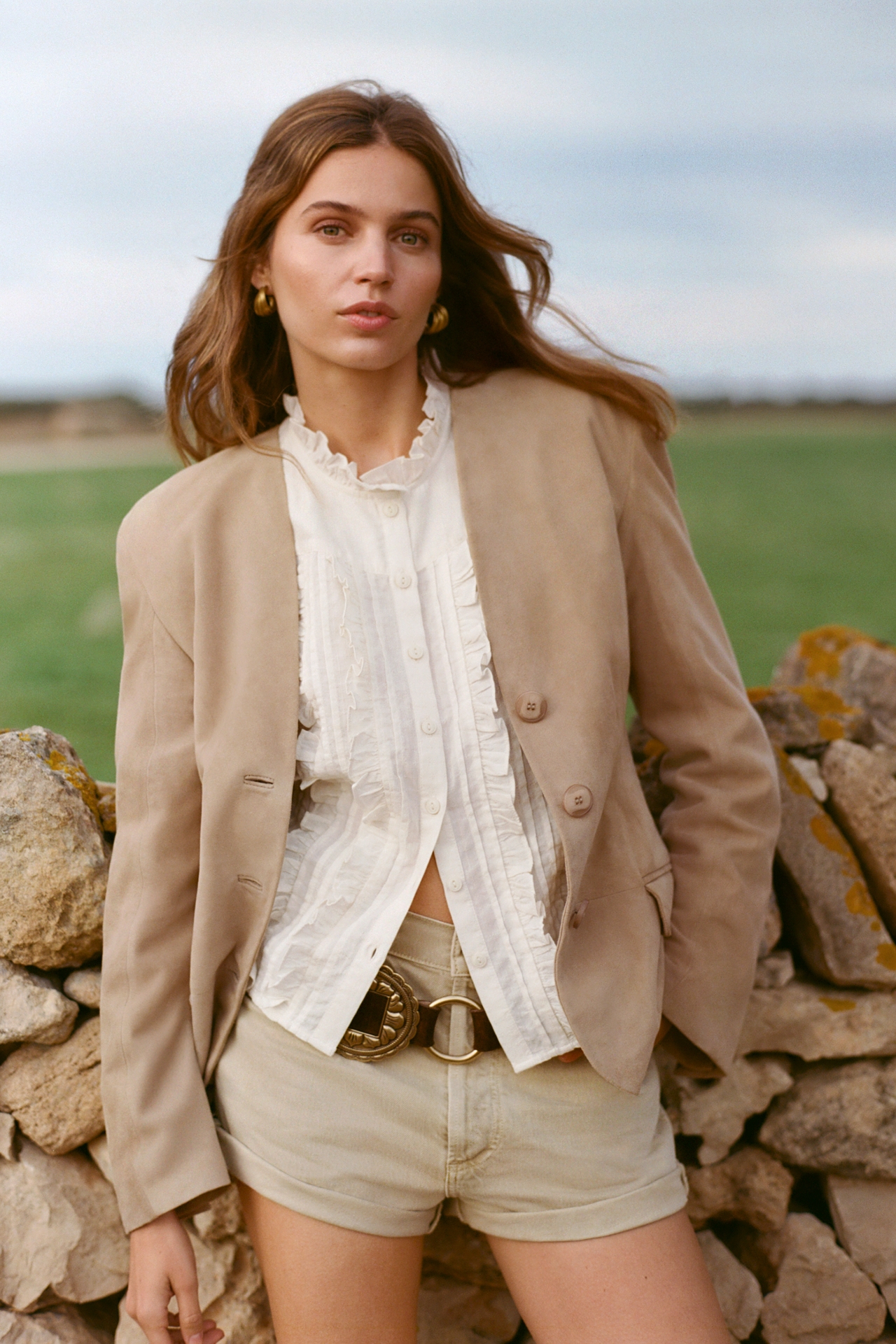 Lamarque Abitha Collarless Suede Blazer