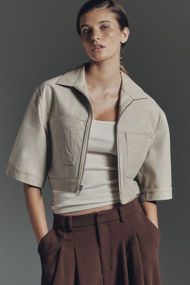 ムスカリ　Anthropologie 4点 Lamarque Caprice Short-Sleeve Reversible Leather Jacket