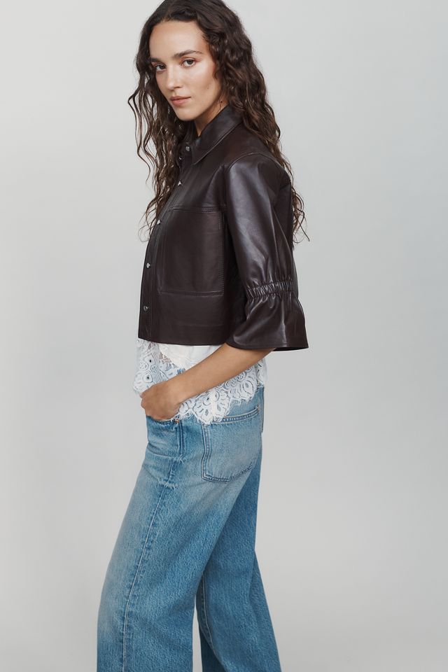 Lamarque Carolina Cropped Leather Jacket #1
