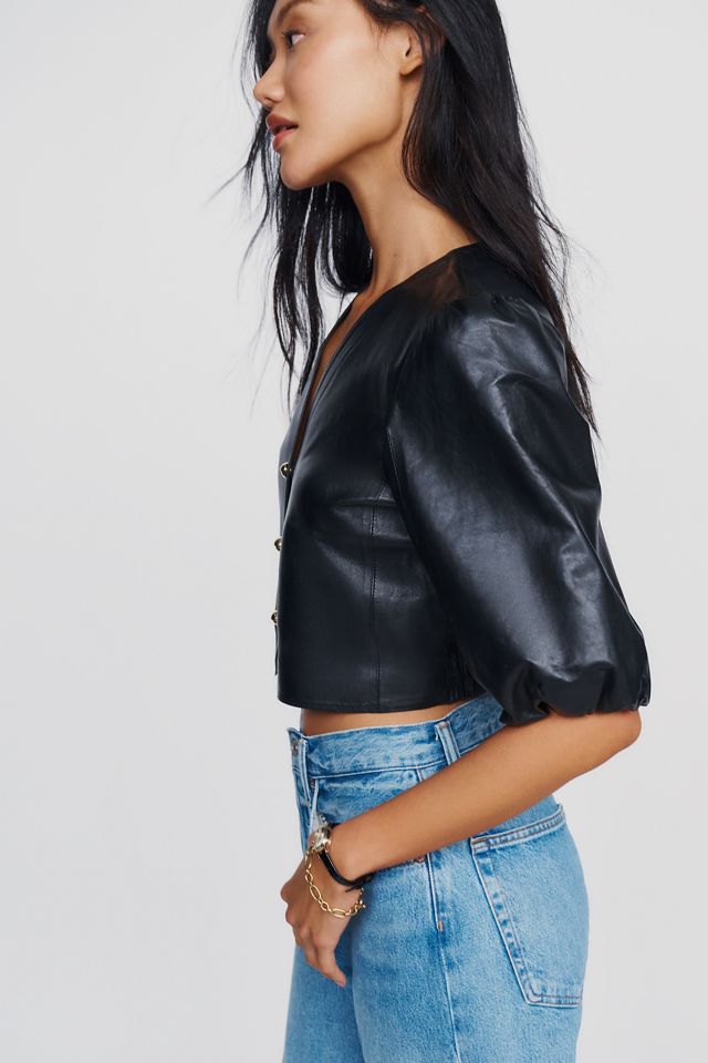 Lamarque Franka Leather Puff Sleeve Jacket #4