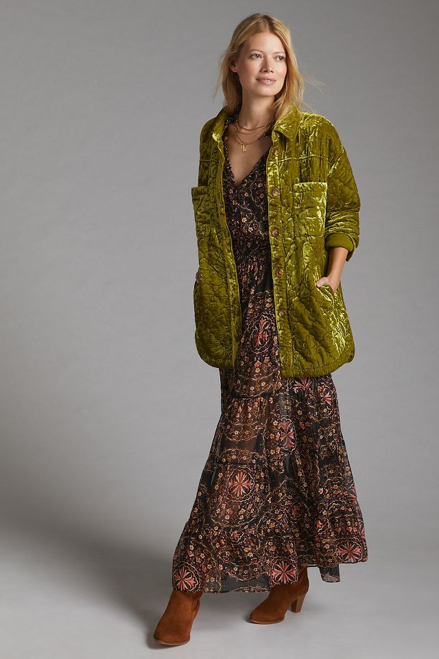 Quilted Velvet Shirt Jacket | Anthropologie UK