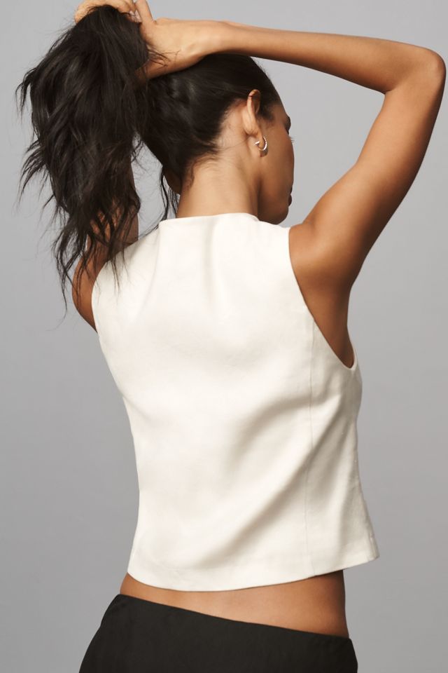 Maeve Linen V-Neck Button-Front Vest #2