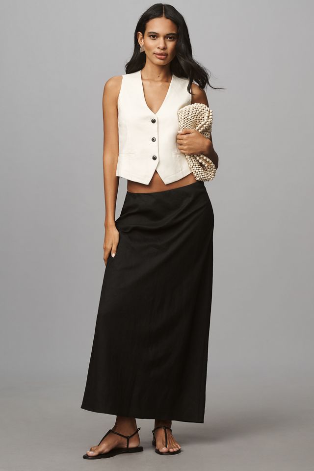 Maeve Linen V-Neck Button-Front Vest #3