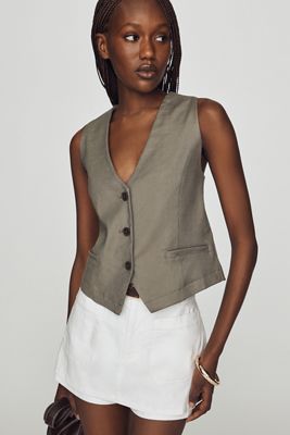 Leona European Linen Stretch Vest 