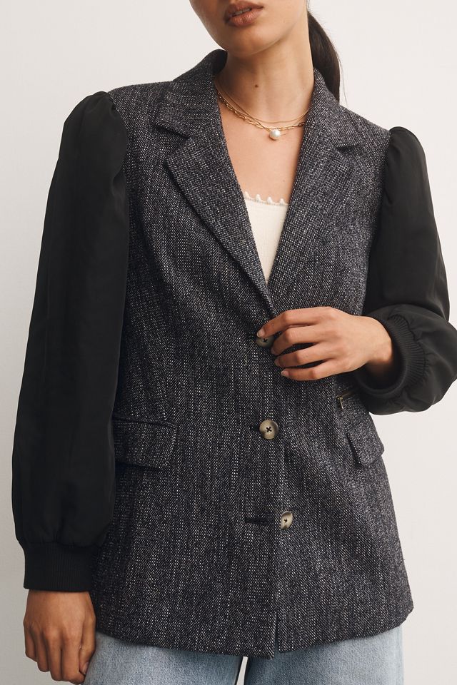 Maeve Mixed Media Relaxed Jacket #3