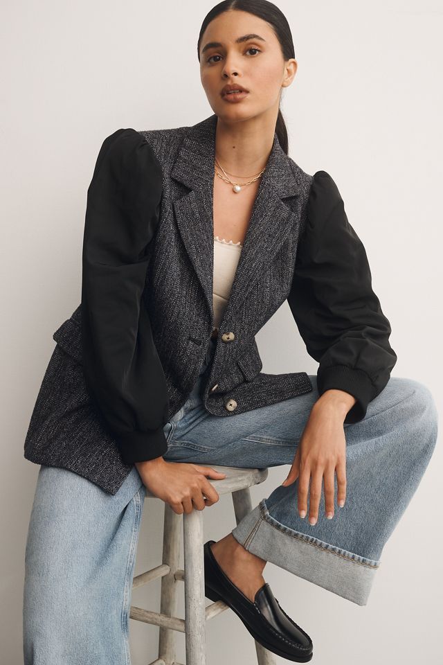 Maeve Mixed Media Relaxed Jacket #1
