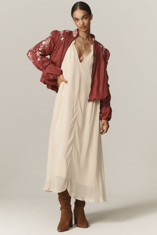 By Anthropologie Embroidered Gathered Jacket #3