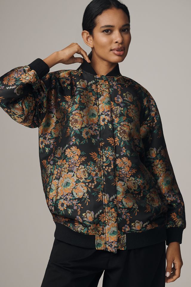 By Anthropologie Oversized Jacquard Bomber Jacket