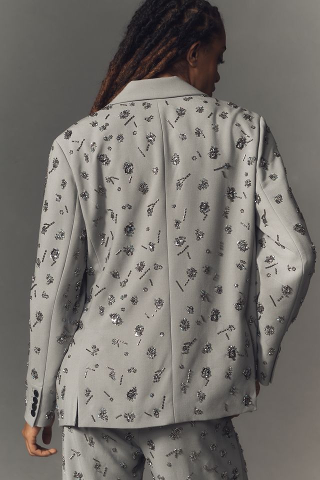 Maeve Beaded Single-Breasted Blazer #1