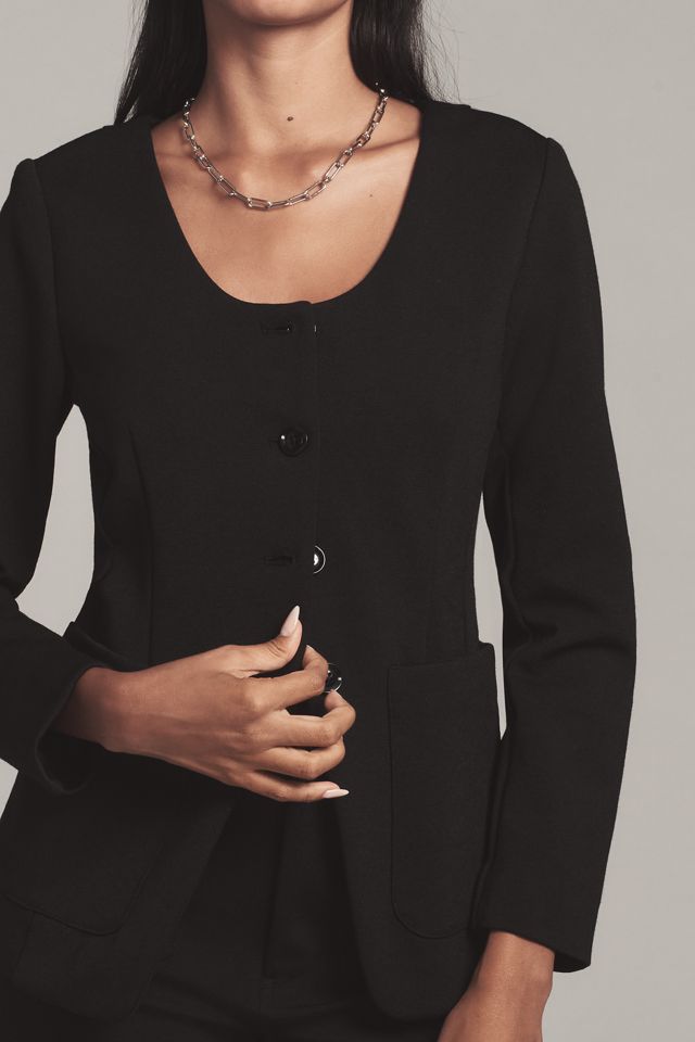 Maeve Scoop-Neck Cutaway Blazer #3