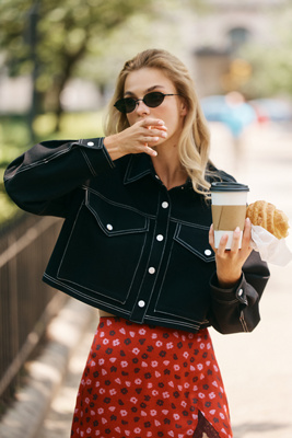 By Anthropologie Ponte Topstitch Crop Jacket