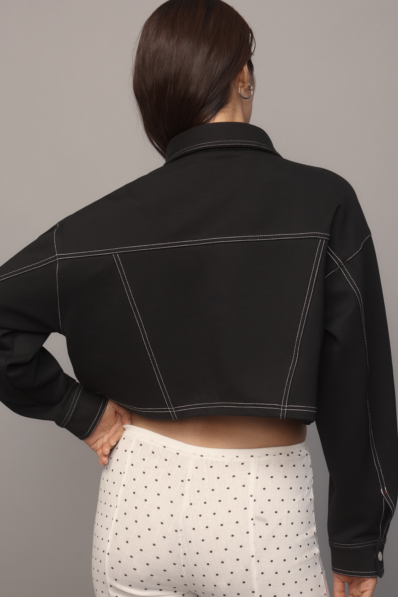 By Anthropologie Ponte Topstitch Cropped Jacket