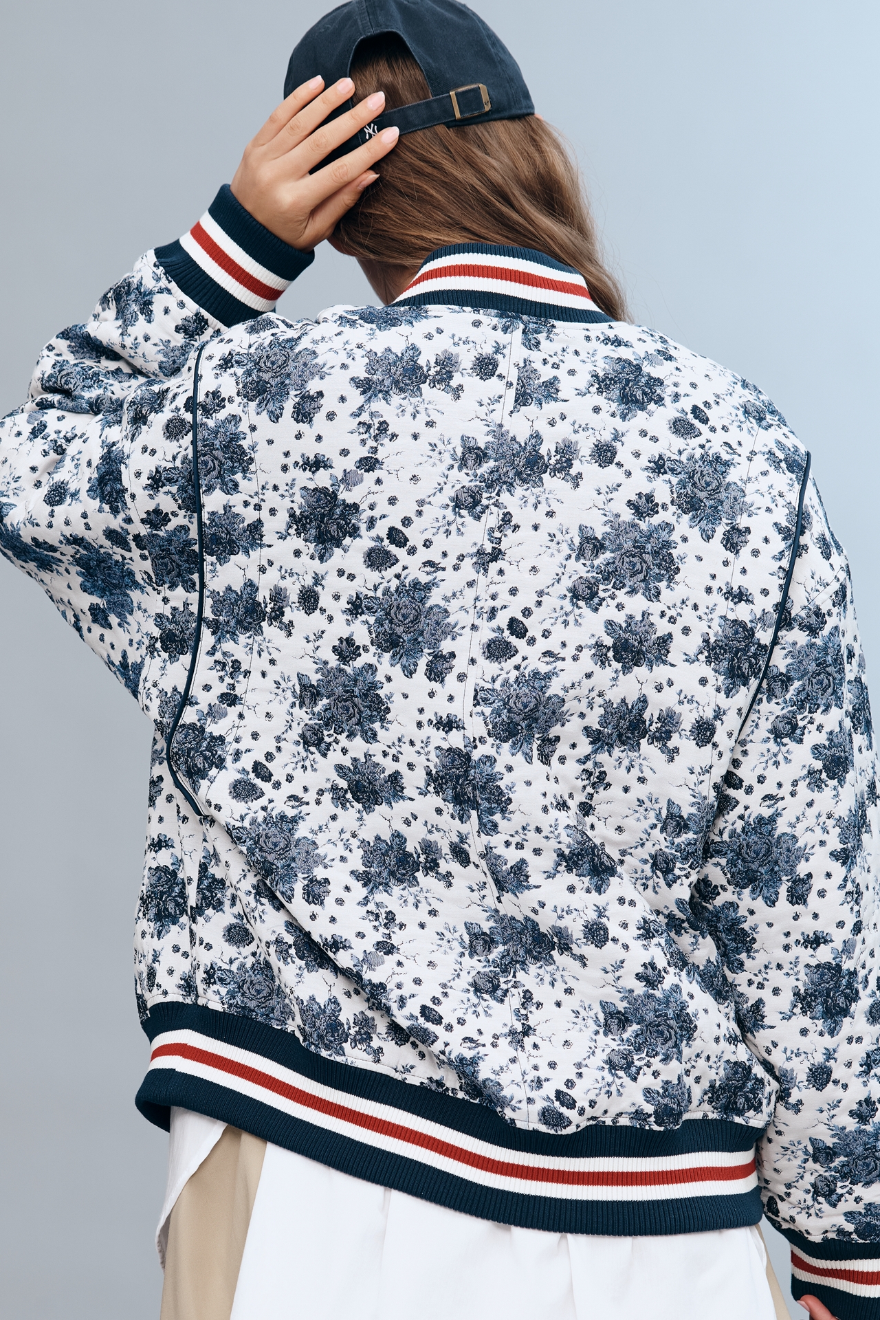 Maeve Floral Jacquard Bomber Jacket
