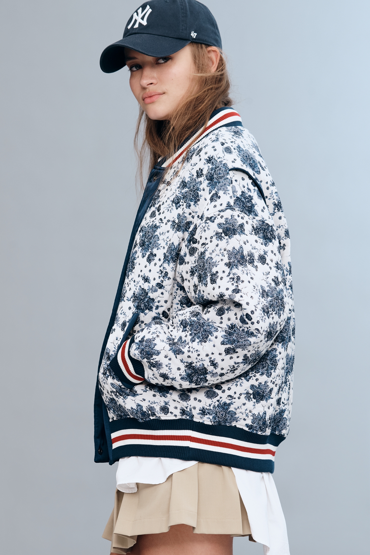 Maeve Floral Jacquard Bomber Jacket