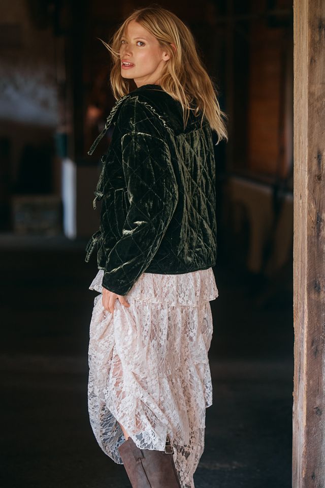 The Hazel Velvet Quilted Jacket by Maeve #1