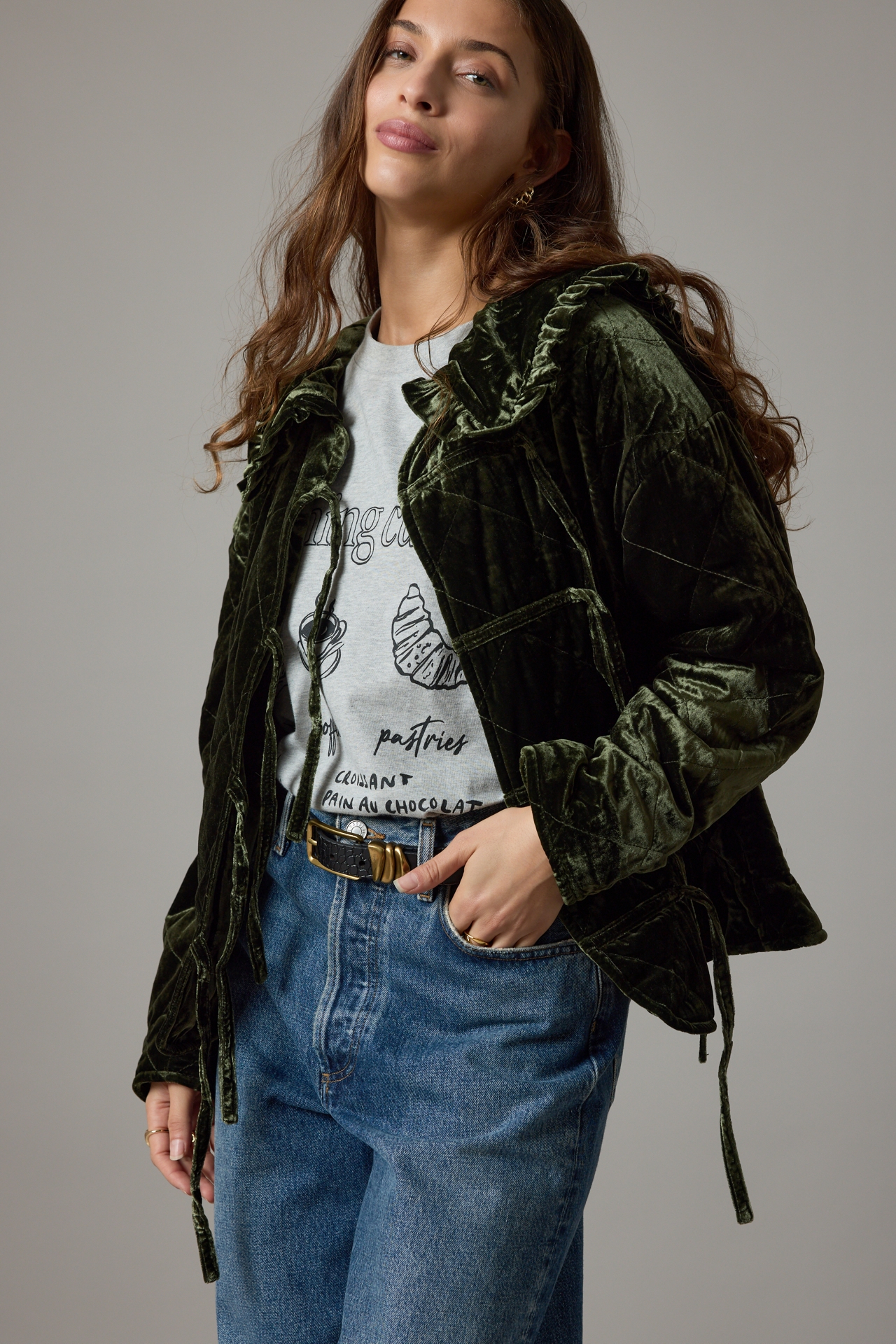 The Hazel Velvet Quilted Jacket by Maeve