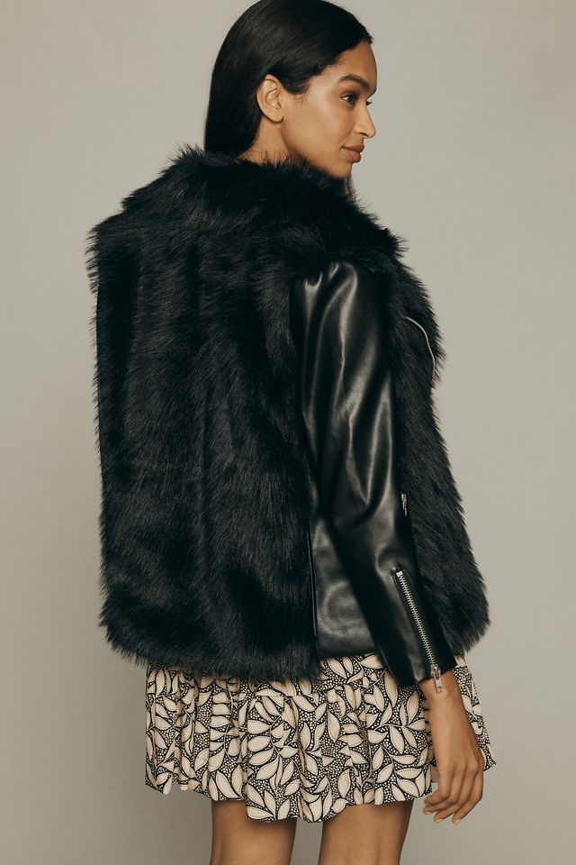 Jules Kae Amber Faux Leather Furry Mix Jacket #2