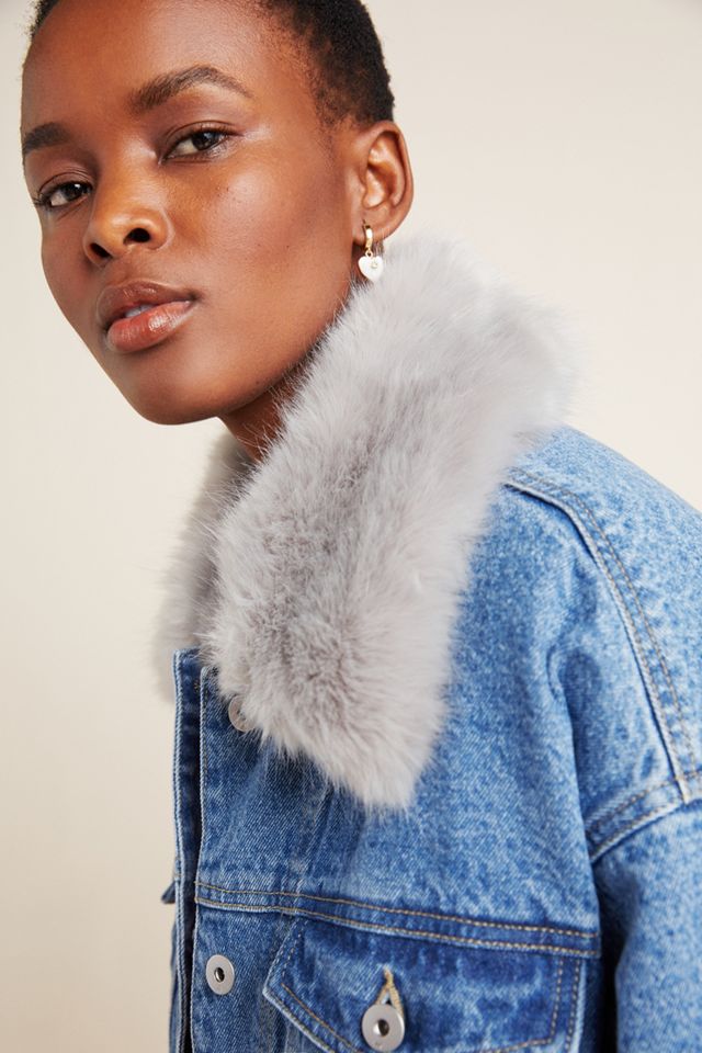 Pilcro Faux-Fur Collar Denim Jacket
