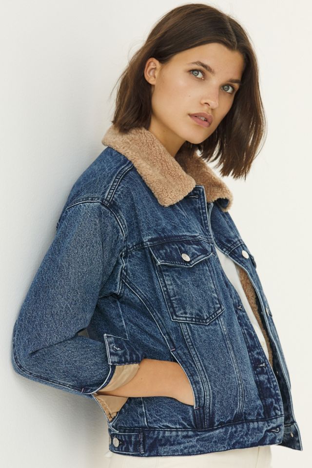 Pilcro Sherpa-Trimmed Denim Jacket #3