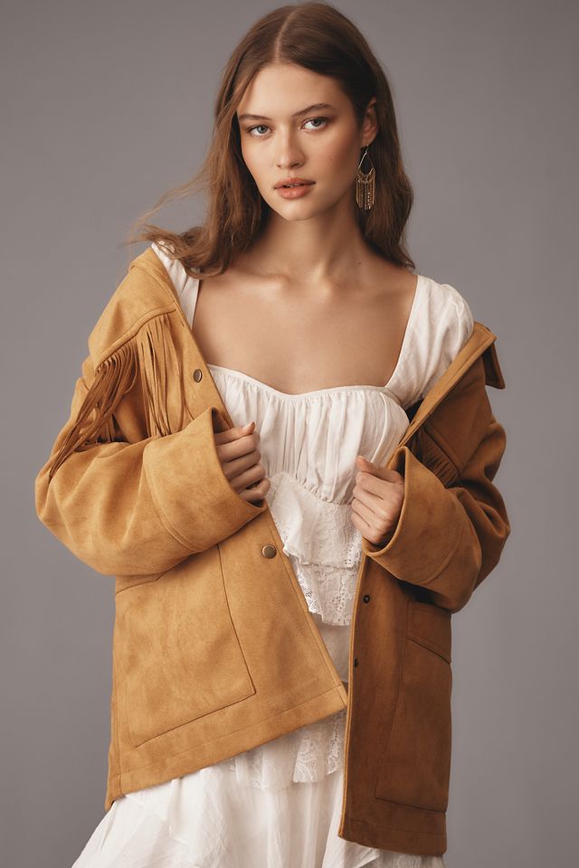 Pilcro Faux-Suede Fringe Jacket #4