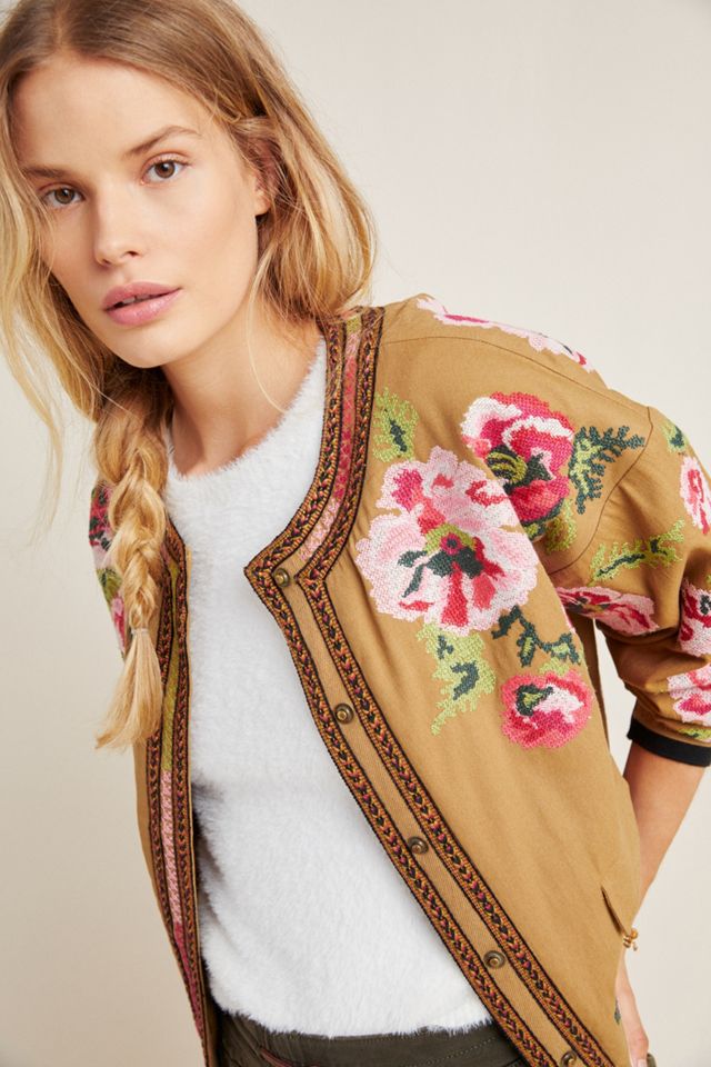 Maeve Needlepoint Bomber Jacket #3