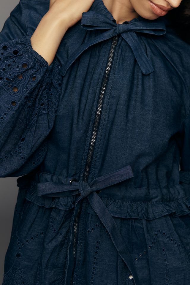 Maeve Embroidered Hooded Denim Jacket #4