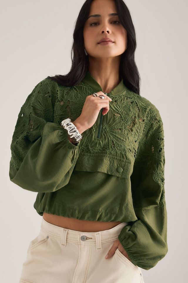 Veste bombardier à demi-fermeture éclair brodée Maeve #4