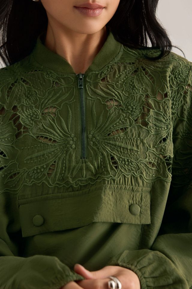 Veste bombardier à demi-fermeture éclair brodée Maeve #5