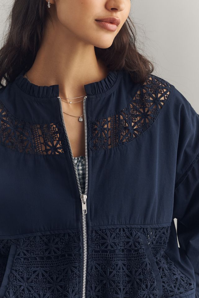 By Anthropologie Lace Bomber Jacket #4