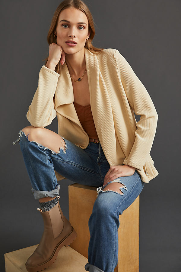 French Mauve Asymmetrical Jacket In Beige